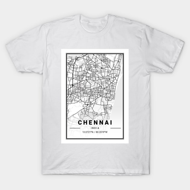 Chennai Light City Map T-Shirt by tienstencil